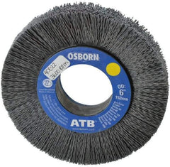 Osborn - 6" OD, 2" Arbor Hole, Crimped Nylon Wheel Brush - 1" Face Width, 1-1/4" Trim Length, 0.028" Filament Diam, 3,600 RPM - Makers Industrial Supply