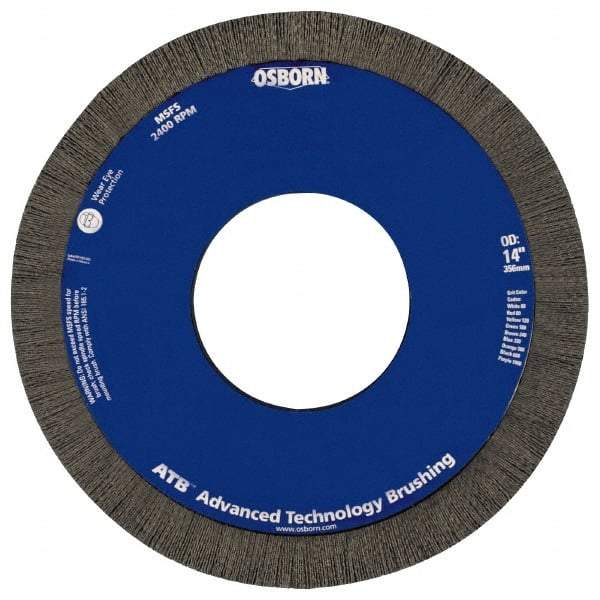 Osborn - 8" OD, 2" Arbor Hole, Crimped Nylon Wheel Brush - 1" Face Width, 1-1/4" Trim Length, 3,600 RPM - Makers Industrial Supply