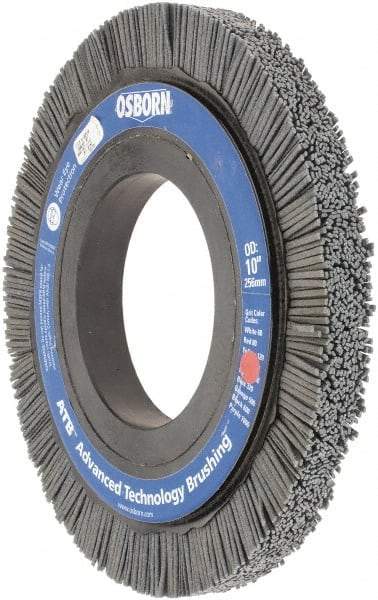 Osborn - 10" OD, 4-1/4" Arbor Hole, Crimped Nylon Wheel Brush - 1" Face Width, 1-1/4" Trim Length, 3,600 RPM - Makers Industrial Supply