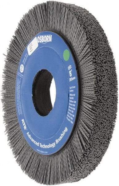 Osborn - 8" OD, 2" Arbor Hole, Crimped Nylon Wheel Brush - 1" Face Width, 1-1/4" Trim Length, 0.035" Filament Diam, 3,600 RPM - Makers Industrial Supply