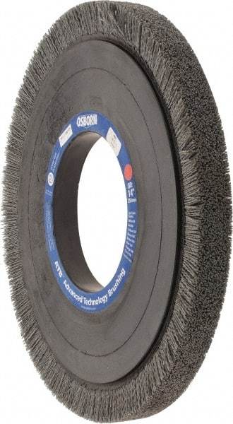 Osborn - 14" OD, 5-1/4" Arbor Hole, Crimped Nylon Wheel Brush - 1" Face Width, 1-1/4" Trim Length, 0.04" Filament Diam, 1,800 RPM - Makers Industrial Supply