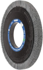 Osborn - 14" OD, 5-1/4" Arbor Hole, Crimped Nylon Wheel Brush - 1" Face Width, 1-1/4" Trim Length, 0.035" Filament Diam, 1,800 RPM - Makers Industrial Supply