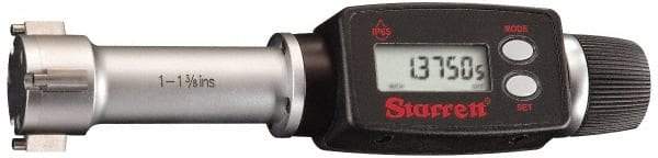 Starrett - 0.16" to 0.2", IP65, Carbide Face Electronic Inside Micrometer - 0.00005" Resolution, 0.00015" Accuracy, 3/4" Gage Depth - Makers Industrial Supply