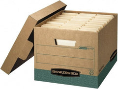 BANKERS BOX - 1 Compartment, 12-3/4" Wide x 10-3/8" High x 16-1/2" Deep, Storage Box - Corrugated Cardboard, Kraft (Color)/Green - Makers Industrial Supply