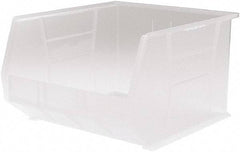 Akro-Mils - 75 Lb. Load Capacity, 18" Deep, Clear Polymer Hopper Stacking Bin - 11" High x 16-1/2" Wide x 18" Long - Makers Industrial Supply