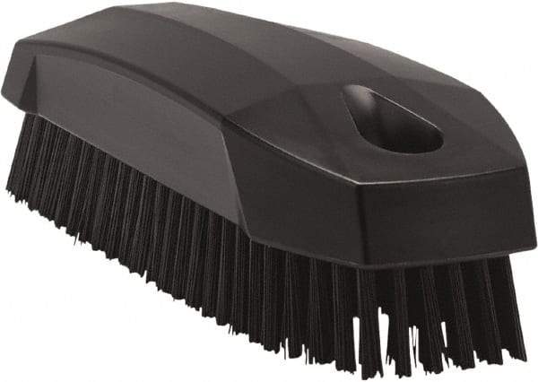 Vikan - 0.7" Bristle Length, Polyester Scrub Brush - 1-1/2" Wide Head, 4-1/2" OAL, Black, Polypropylene Block - Makers Industrial Supply