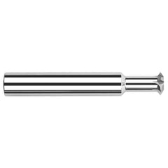 Harvey Tool - 1/8° 1/8" Cut Diam, 1/16" Cut Width, 1/8" Shank, Solid Carbide Double-Angle Cutter - Exact Industrial Supply