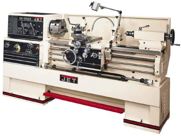 Jet - 16" Swing, 60" Between Centers, 230/460 Volt, Triple Phase Engine Lathe - 7MT Taper, 7-1/2 hp, 25 to 1,800 RPM, 3-1/8" Bore Diam, 44" Deep x 66" High x 115-1/2" Long - Makers Industrial Supply