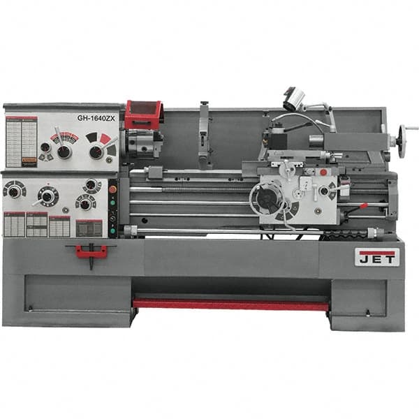 Jet - 16" Swing, 40" Between Centers, 230/460 Volt, Triple Phase Engine Lathe - 7MT Taper, 7-1/2 hp, 25 to 1,800 RPM, 3-1/8" Bore Diam, 40" Deep x 48" High x 97-1/2" Long - Makers Industrial Supply