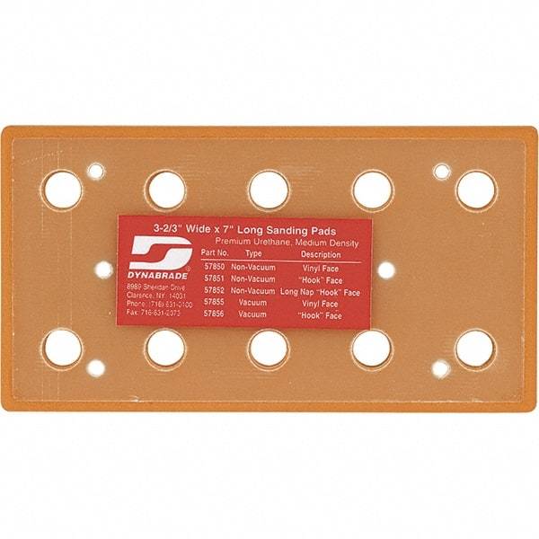 Dynabrade - 177.8 x 93.13mm Rectangular Adhesive/PSA Backing Pad - Screw Attachment, Vacuum Pad with Channel, 3/8" Thick, Medium Density - Makers Industrial Supply