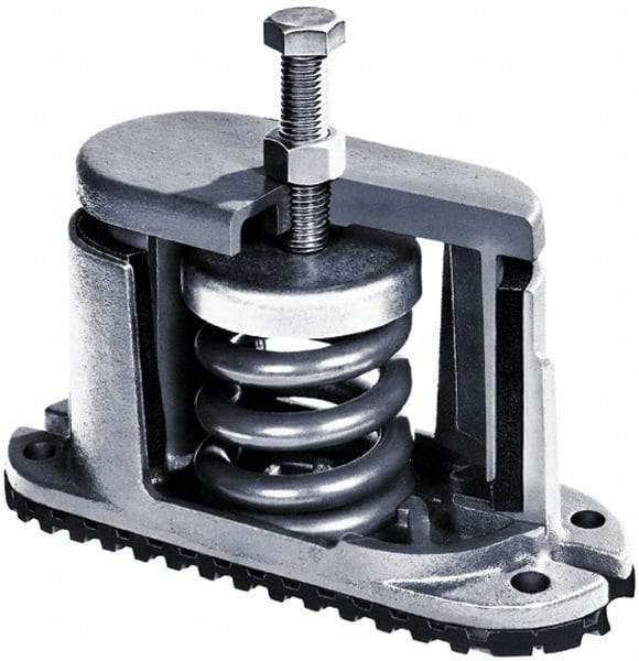 Mason Ind. - 5/8 x 4-1/2 Bolt Thread, 6-5/8" Long x 3-1/2" Wide x 5-5/8" High 1" Deflection Spring Mount - 2,650 Max Lb Capacity - Makers Industrial Supply