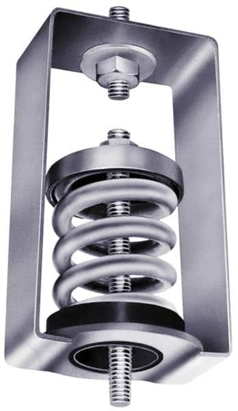 Mason Ind. - 115 Lb Capacity, 2" Deflection, HS-B, Vibration Control Hanger - 4" Long x 4-3/4" Wide x 7-1/4" High, 3/4" Max Rod Diam, 4-1/4" Lower Rod Penetration, Silver - Makers Industrial Supply