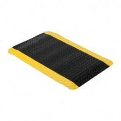 Wearwell - 3' Long x 2' Wide, Dry Environment, Anti-Fatigue Matting - Black with Yellow Borders, Vinyl with Nitrile Blend Base, Beveled on 4 Sides - Makers Industrial Supply