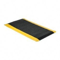 Wearwell - 5' Long x 3' Wide, Dry Environment, Anti-Fatigue Matting - Black with Yellow Borders, Vinyl with Nitrile Blend Base, Beveled on 4 Sides - Makers Industrial Supply