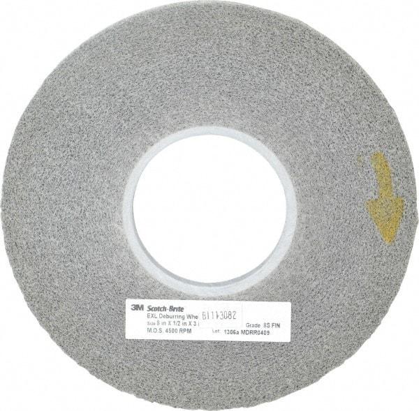 3M - 8" Diam, 1/2" Face Width, 3" Center Hole, Fine Grade, Silicon Carbide Deburring Wheel - Convolute, Hard Density 8 Grade, 4,500 RPM - Makers Industrial Supply