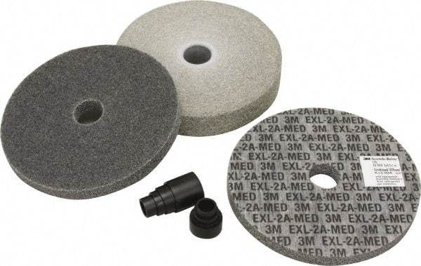 3M - 4 Piece Deburring Kit - 6" Diam Deburring & Unitized Wheels, Aluminum Oxide, 7500 RPM, Medium Grade - Makers Industrial Supply