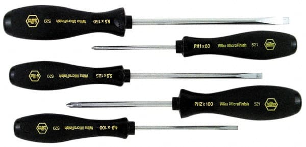 Wiha - 5 Piece Phillips & Slotted Screwdriver Set - Exact Industrial Supply