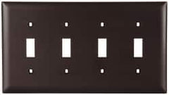 Pass & Seymour - 4 Gang, 4-1/2 Inch Long x 8-3/8 Inch Wide, Standard Switch Plate - Toggle Switch, Brown, Nylon - Makers Industrial Supply