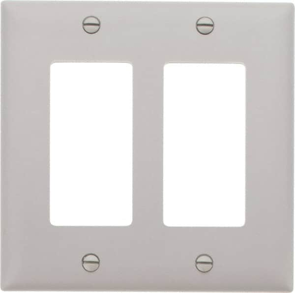 Pass & Seymour - 2 Gang, 4-3/4 Inch Long x 4-11/16 Inch Wide, Standard Switch Plate - Decorator Switch, Gray, Nylon - Makers Industrial Supply