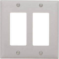 Pass & Seymour - 2 Gang, 4-3/4 Inch Long x 4-11/16 Inch Wide, Standard Switch Plate - Decorator Switch, Gray, Nylon - Makers Industrial Supply