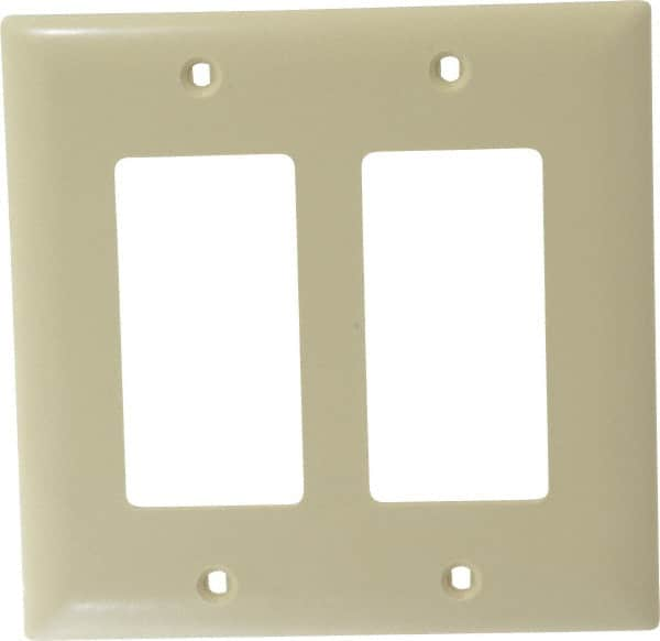 Pass & Seymour - 2 Gang, 4-3/4 Inch Long x 4-11/16 Inch Wide, Standard Switch Plate - Decorator Switch, Ivory, Nylon - Makers Industrial Supply