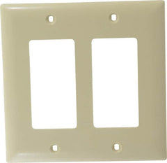 Pass & Seymour - 2 Gang, 4-3/4 Inch Long x 4-11/16 Inch Wide, Standard Switch Plate - Decorator Switch, Ivory, Nylon - Makers Industrial Supply