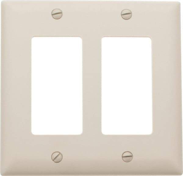 Pass & Seymour - 2 Gang, 4-3/4 Inch Long x 4-11/16 Inch Wide, Standard Switch Plate - Decorator Switch, Light Almond, Nylon - Makers Industrial Supply