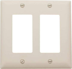 Pass & Seymour - 2 Gang, 4-3/4 Inch Long x 4-11/16 Inch Wide, Standard Switch Plate - Decorator Switch, Light Almond, Nylon - Makers Industrial Supply