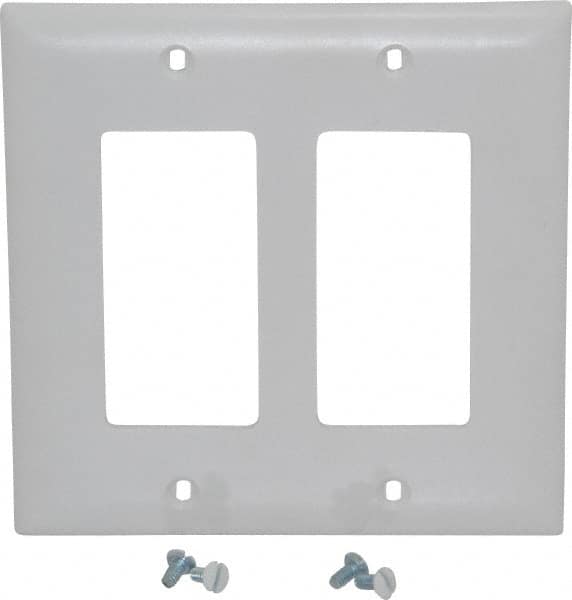 Pass & Seymour - 2 Gang, 4-3/4 Inch Long x 4-11/16 Inch Wide, Standard Switch Plate - Decorator Switch, White, Nylon - Makers Industrial Supply