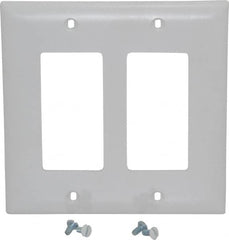 Pass & Seymour - 2 Gang, 4-3/4 Inch Long x 4-11/16 Inch Wide, Standard Switch Plate - Decorator Switch, White, Nylon - Makers Industrial Supply