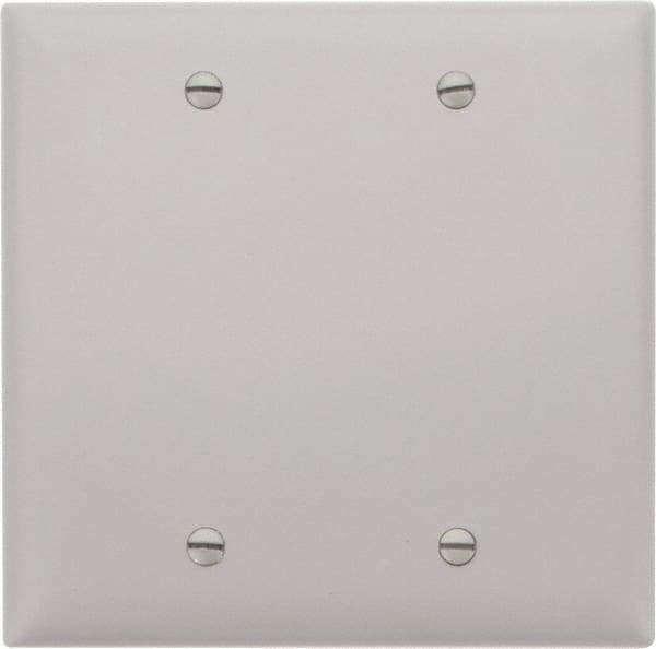 Pass & Seymour - 2 Gang, 4-3/4 Inch Long x 4-11/16 Inch Wide, Standard Blank Wall Plate - Blank, Gray, Nylon - Makers Industrial Supply