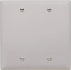 Pass & Seymour - 2 Gang, 4-3/4 Inch Long x 4-11/16 Inch Wide, Standard Blank Wall Plate - Blank, Gray, Nylon - Makers Industrial Supply