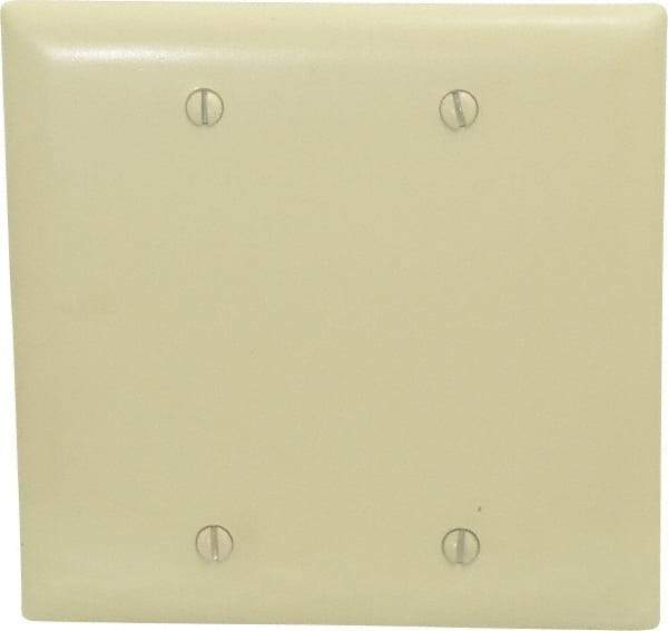 Pass & Seymour - 2 Gang, 4-3/4 Inch Long x 4-11/16 Inch Wide, Standard Blank Wall Plate - Blank, Ivory, Nylon - Makers Industrial Supply