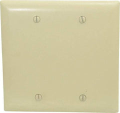 Pass & Seymour - 2 Gang, 4-3/4 Inch Long x 4-11/16 Inch Wide, Standard Blank Wall Plate - Blank, Ivory, Nylon - Makers Industrial Supply