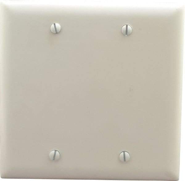 Pass & Seymour - 2 Gang, 4-3/4 Inch Long x 4-11/16 Inch Wide, Standard Blank Wall Plate - Blank, White, Nylon - Makers Industrial Supply