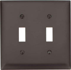 Pass & Seymour - 2 Gang, 4-3/4 Inch Long x 4-11/16 Inch Wide, Standard Switch Plate - Toggle Switch, Brown, Nylon - Makers Industrial Supply