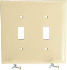 Pass & Seymour - 2 Gang, 4-3/4 Inch Long x 4-11/16 Inch Wide, Standard Switch Plate - Toggle Switch, Ivory, Nylon - Makers Industrial Supply