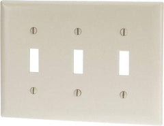 Pass & Seymour - 3 Gang, 4-1/2 Inch Long x 6.563 Inch Wide, Standard Switch Plate - Toggle Switch, Light Almond, Nylon - Makers Industrial Supply