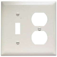 Pass & Seymour - 2 Gang, 4-1/2 Inch Long x 4-3/4 Inch Wide, Standard Combination Wall Plate - One Toggle Switch/One Duplex Outlet, Light Almond, Nylon - Makers Industrial Supply