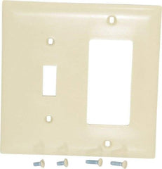 Pass & Seymour - 2 Gang, 4-1/2 Inch Long x 4-3/4 Inch Wide, Standard Combination Wall Plate - One Toggle Switch/One Decorator Switch, Ivory, Nylon - Makers Industrial Supply