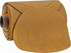 3M - 5" Diam, 360 Grit Aluminum Oxide Adhesive PSA Disc - Extra Fine Grade, Gold, A Weighted Backing, Flexible, Use with Random Orbital Sanders - Makers Industrial Supply