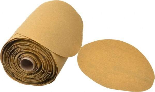 3M - 6" Diam, 100 Grit FEPA, Aluminum Oxide Adhesive PSA Disc - Fine Grade, Gold, A Weighted Backing, Flexible, Use with Random Orbital Sanders - Makers Industrial Supply