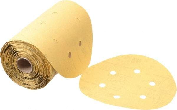 3M - 6" Diam, 400 Grit FEPA, Aluminum Oxide Adhesive PSA Disc - Super Fine Grade, Gold, A Weighted Backing, Flexible, Use with Random Orbital Sanders - Makers Industrial Supply