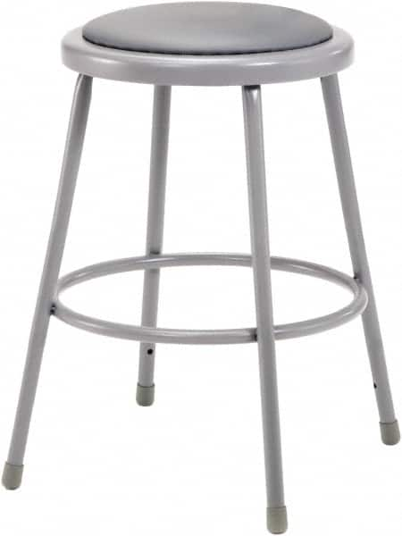 NPS - 24 Inch High, Stationary Fixed Height Stool - 15 Inch Deep x 15 Inch Wide, Vinyl Seat, Grey - Makers Industrial Supply