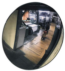 PRO-SAFE - Indoor & Outdoor Round Convex Safety, Traffic & Inspection Mirrors - Acrylic Lens, Galvanized Steel Backing, 36" Diam, 36' Max Covered Distance - Makers Industrial Supply