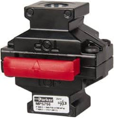 Parker - 3/8" NPT Safety Lockout Valve - 3-Way, 3 Position, Slide Valve, 8.3 CV Rate, 250 Max psi & 175°F Max Temp - Makers Industrial Supply