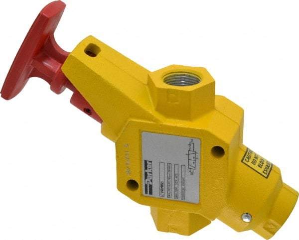 Parker - 3/4" NPT Safety Lockout Valve - 3-Way, 2 Position, Handle, 9.5 CV Rate, 250 Max psi & 160°F Max Temp - Makers Industrial Supply