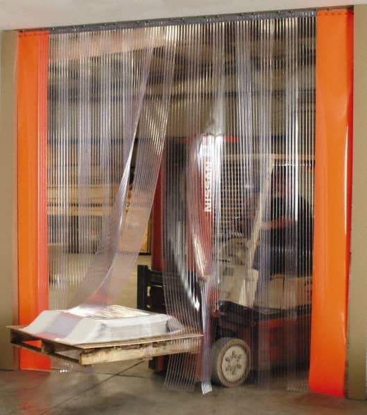 Aleco - 3' Door Width x 7' Door Height Vinyl Ribbed Strip Door Kit - 8" Strip Width x 0.198" Strip Thickness, 50% Overlap - Makers Industrial Supply