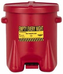 Eagle - 6 Gallon Capacity, Polyethylene Oily Waste Can - 13-1/2 Inch Long x 16-1/2 Inch Wide/Diameter x 16 Inch High, Red, Foot Operated, Approved FM - Makers Industrial Supply