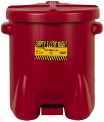 Eagle - 14 Gallon Capacity, Polyethylene Oily Waste Can - 18 Inch Long x 22 Inch Wide/Diameter x 21 Inch High, Red, Foot Operated, Approved FM - Makers Industrial Supply